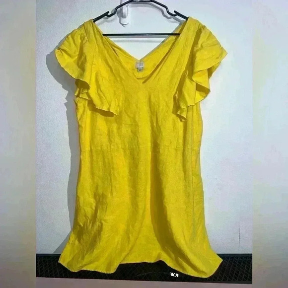 a new day Dresses & Skirts - Women's A NEW DAY Bright Yellow Dress Plus Size 18 Short Length Zipper Linen 60%
